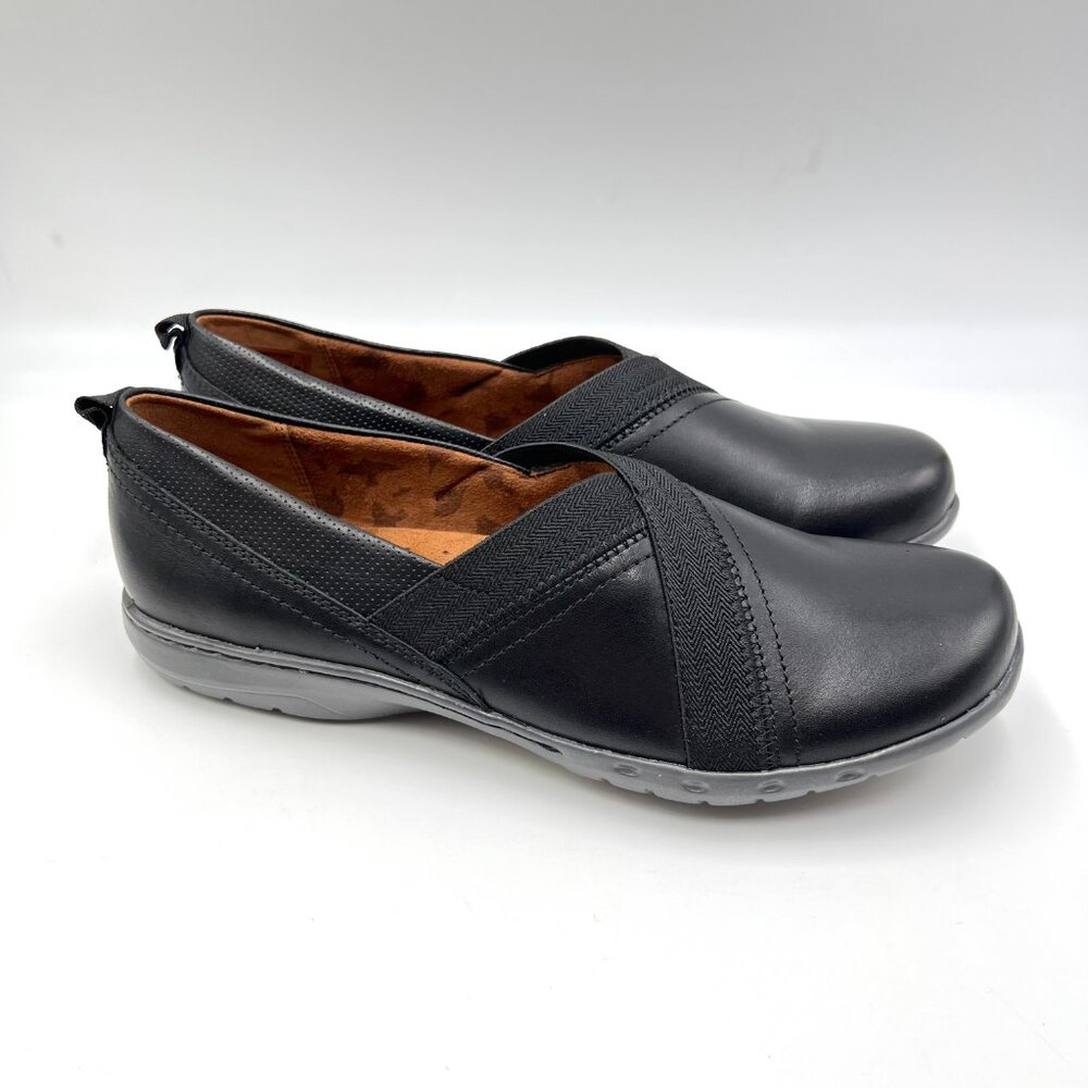 8W 8 WIDE WIDTH Cobb Hill Penfield Black‎ Leather Comfort Flats Loafer Shoes